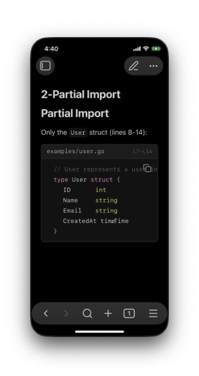Partial import on iOS